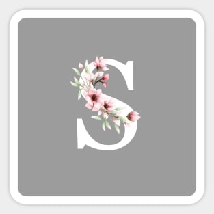 Letter S Monogram With Cherry Blossoms Sticker